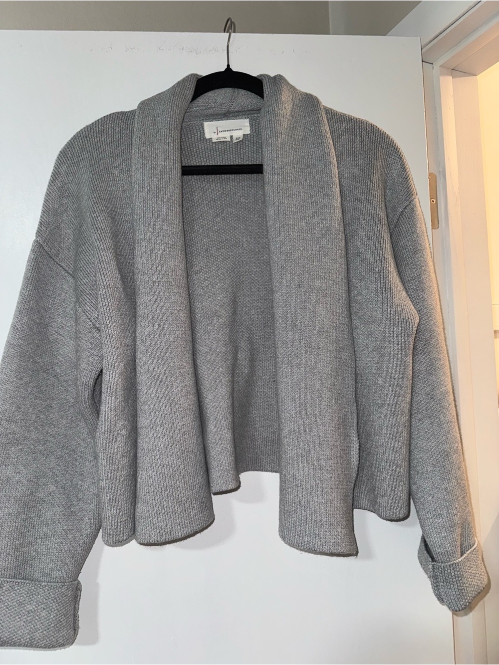 Anthropologie Gray Open-Front Draped Women's Sweater - one size
